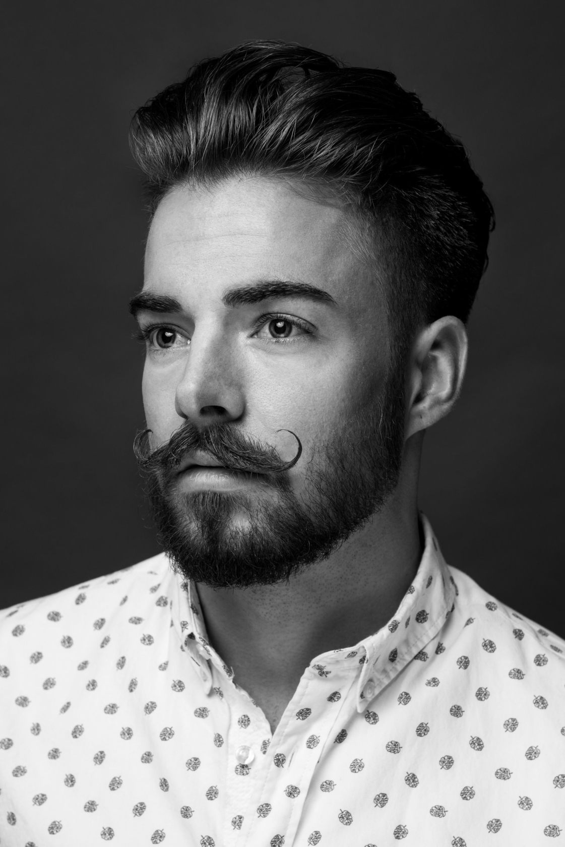 A Finest Barbers client, groomed moustache and fade